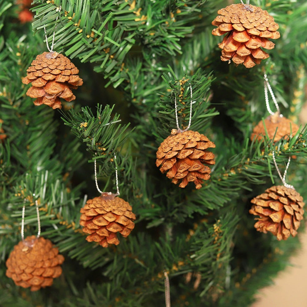 6pcs Holiday Decorations Christmas Supplies Natural Wooden Pine Cones