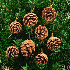 6pcs Holiday Decorations Christmas Supplies Natural Wooden Pine Cones