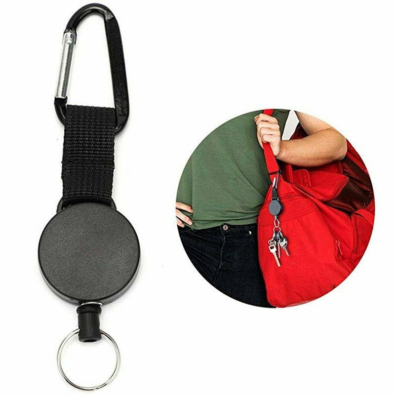 Retractable Stainless Steel Keyring Portable ID Card Holder