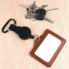 Retractable Stainless Steel Keyring Portable ID Card Holder