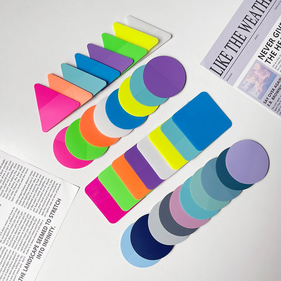 8pcs Triangle Fluorescent Set Morandi Round Sticky Notes