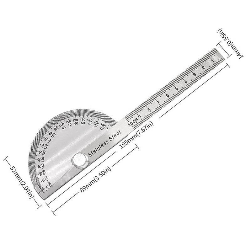 Stainless Steel 180&deg; Protractor Measuring Square Gauge 100mm