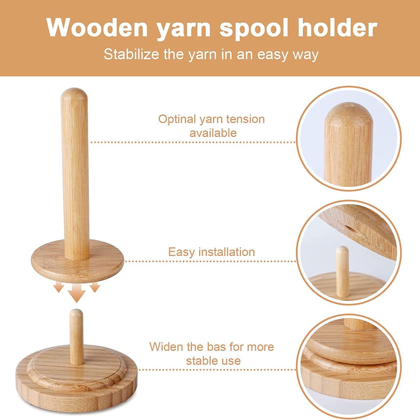 Wood Yarn Bracket Rotatable Solid Wood Roll Paper Holder