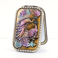 Vintage Metal Compact Mirror 2 Sided 2X 1X Magnification Portable And Foldable