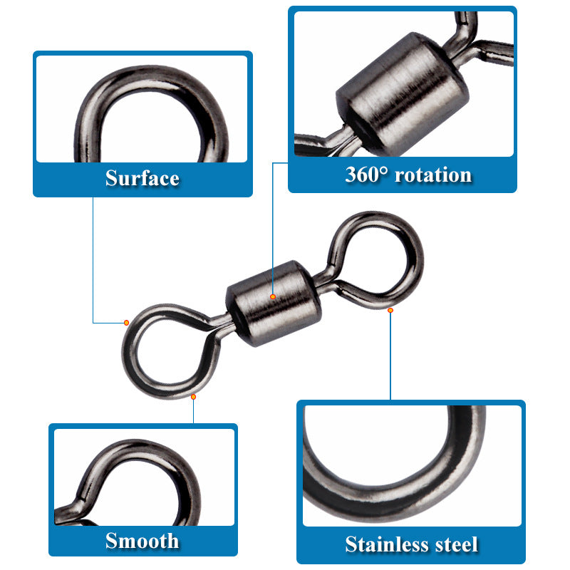20pcs Stainless Steel Swivel Ring Fishing Hook Line Connector Gear Accessories