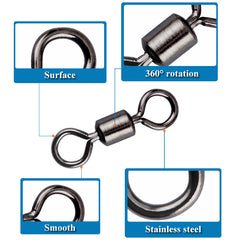 20pcs Stainless Steel Swivel Ring Fishing Hook Line Connector Gear Accessories