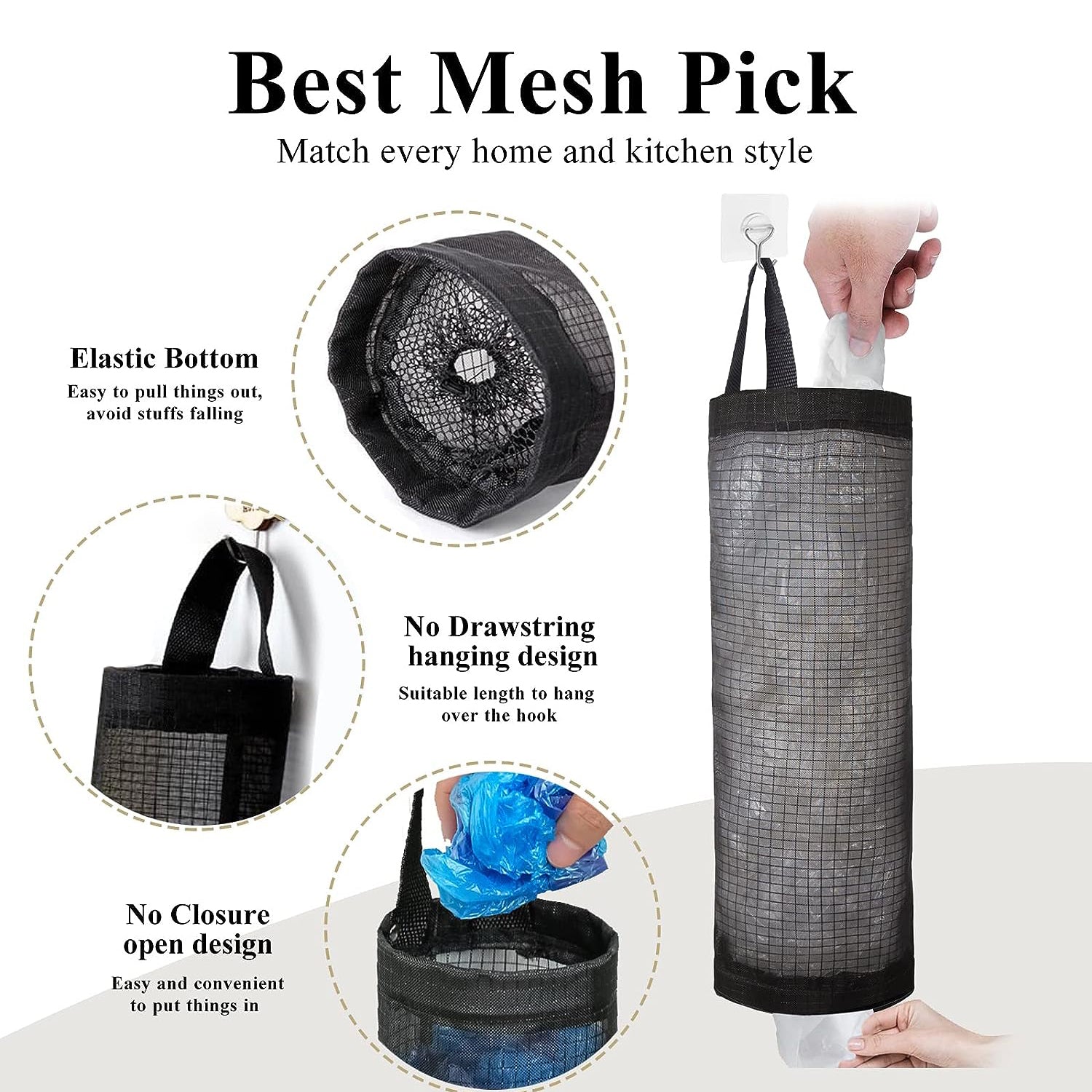 2pcs Outdoor Plastic Bag Holder Grocery Bag Rack Net Hanging Storage Bag
