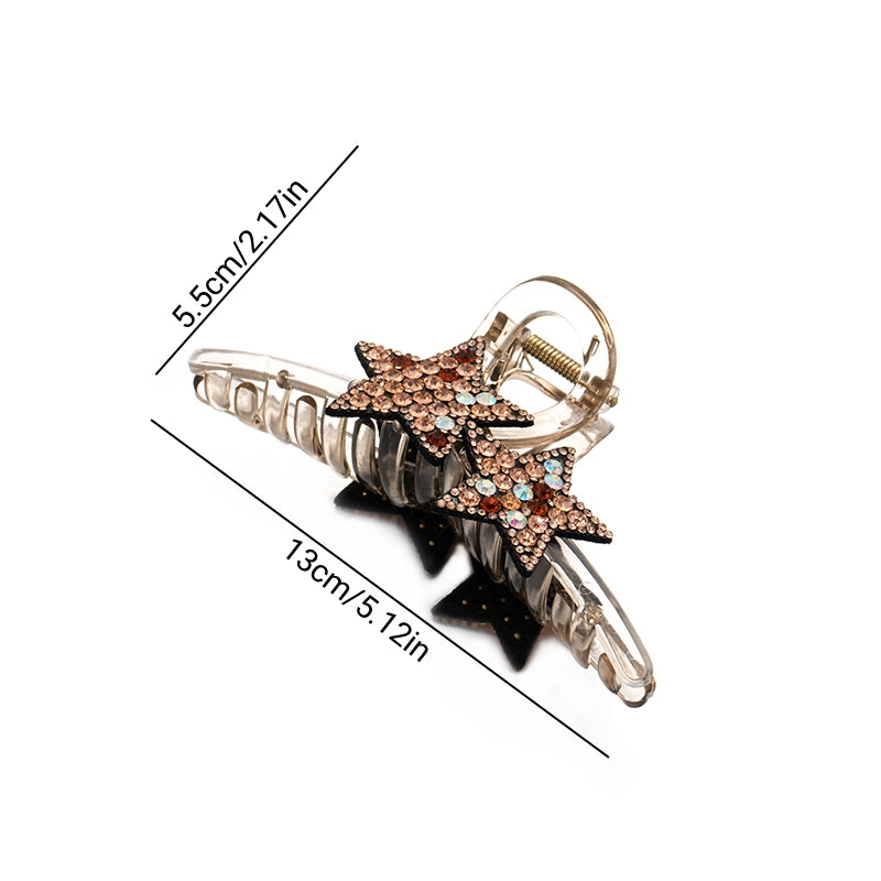 5 12in Rhinestone Pentagram Hair Clips Women Head Hairpin Accessories