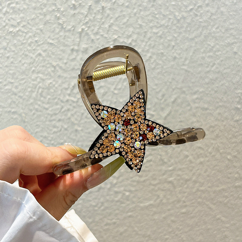 5 12in Rhinestone Pentagram Hair Clips Women Head Hairpin Accessories