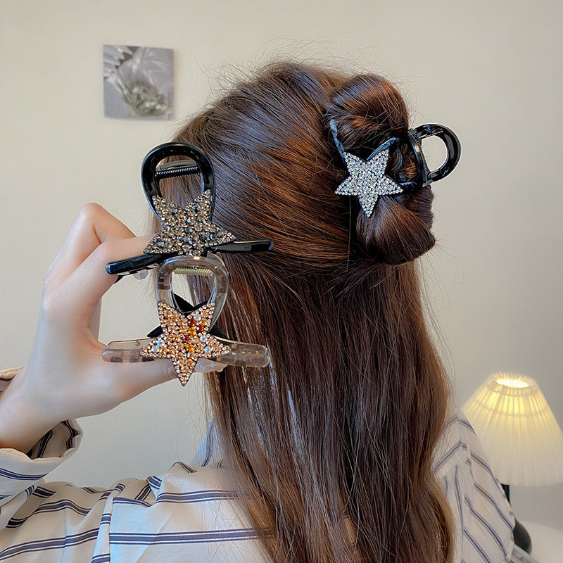 5 12in Rhinestone Pentagram Hair Clips Women Head Hairpin Accessories