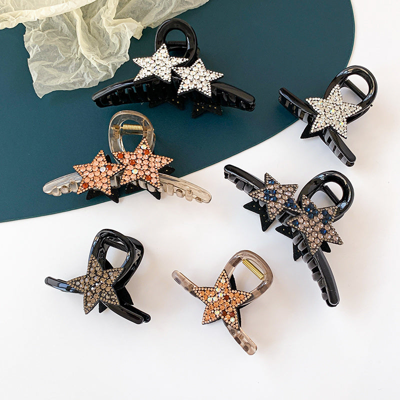 5 12in Rhinestone Pentagram Hair Clips Women Head Hairpin Accessories