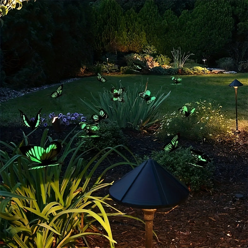 25pcs Glow In The Dark Luminous Butterfly Stakes Garden Lawn Decoration