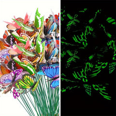 25pcs Glow In The Dark Luminous Butterfly Stakes Garden Lawn Decoration