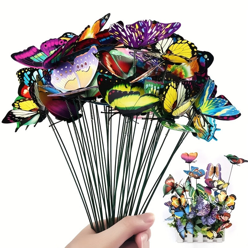 25pcs Glow In The Dark Luminous Butterfly Stakes Garden Lawn Decoration