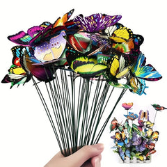 25pcs Glow In The Dark Luminous Butterfly Stakes Garden Lawn Decoration