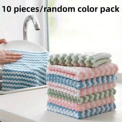 10pcs Cleaning Rags Scouring Pads Dishcloths Thickened Dishcloths