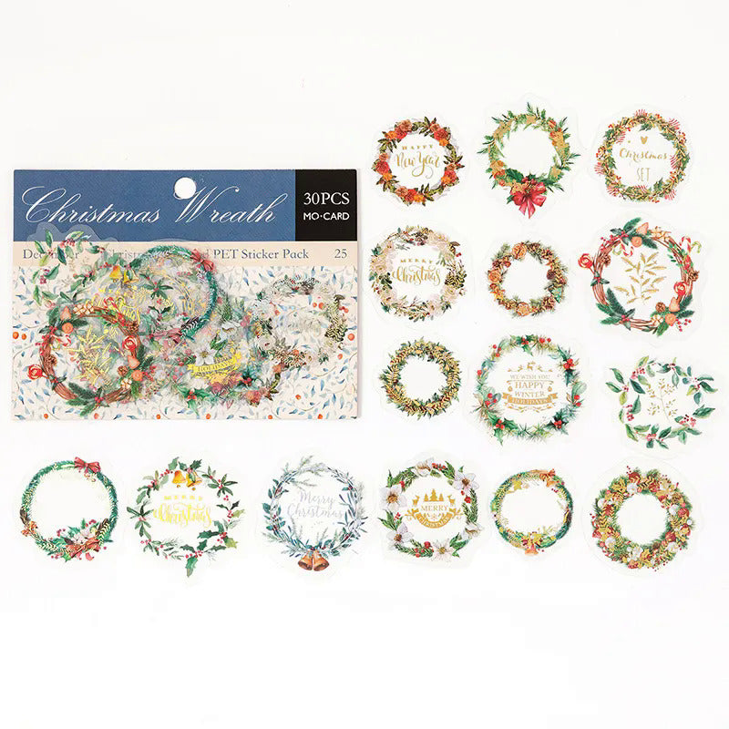 30pcs Christmas Theme Stickers Santa Claus Snowman Resin Waterproof Decorations
