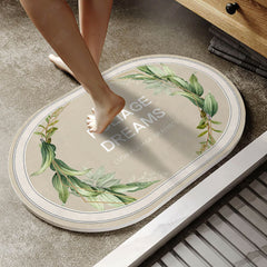 Leaf Pattern Bathroom Floor Mat Non slip Bath Rug Absorbent Carpet