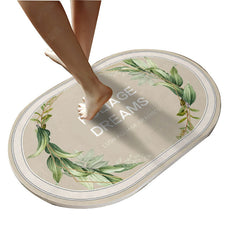 Leaf Pattern Bathroom Floor Mat Non slip Bath Rug Absorbent Carpet