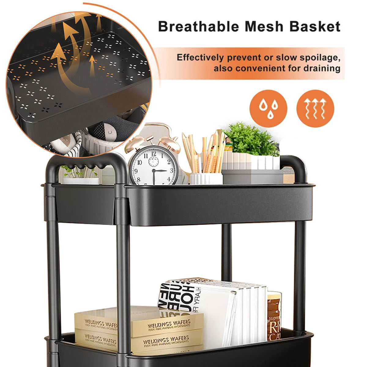 4 Tier Functional Cart Rack For Kitchen Bathroom Office And Bedroom