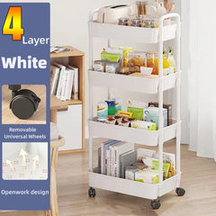 4 Tier Functional Cart Rack For Kitchen Bathroom Office And Bedroom
