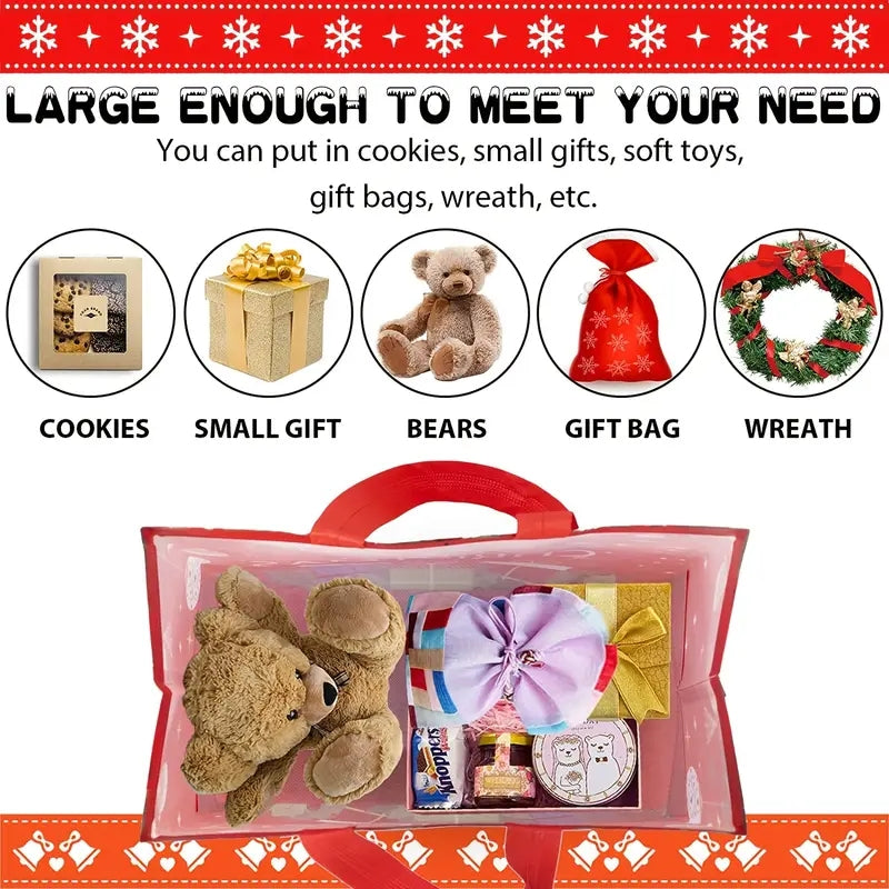 6pcs Christmas Gift Bags Reusable Handles Grocery Bags