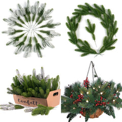 10pcs Christmas Pine Branches Artificial Plants For DIY Tree Wreath Decor