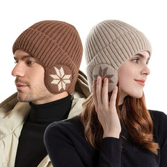 Snow Flake Earmuffs & Beanie Hat Set - Stay Warm Winter