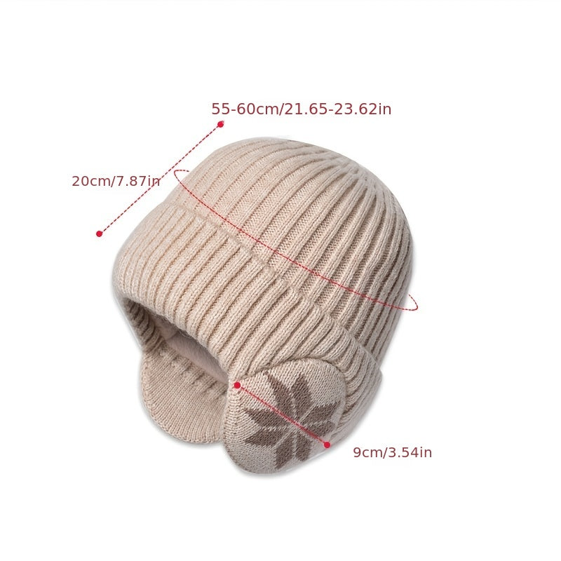 Snow Flake Earmuffs & Beanie Hat Set - Stay Warm Winter
