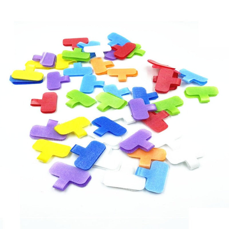 50pcs Cable Storage Label Fasteners Wire Adhesive Buckle