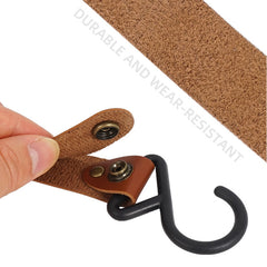 4pcs Outdoor Storage Leather Hook Tent Clothesline Hanging Buckle