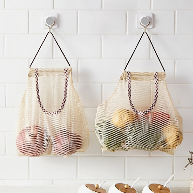 2pcs Veg/Fruit Mesh Storage Bags Onion Potato Hanging Bag Garlic Ginger Mesh