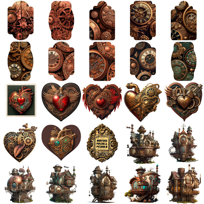 50pcs Steampunk Skeleton Stickers Waterproof Vinyl Stickers