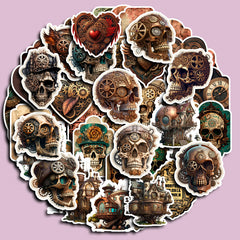 50pcs Steampunk Skeleton Stickers Waterproof Vinyl Stickers