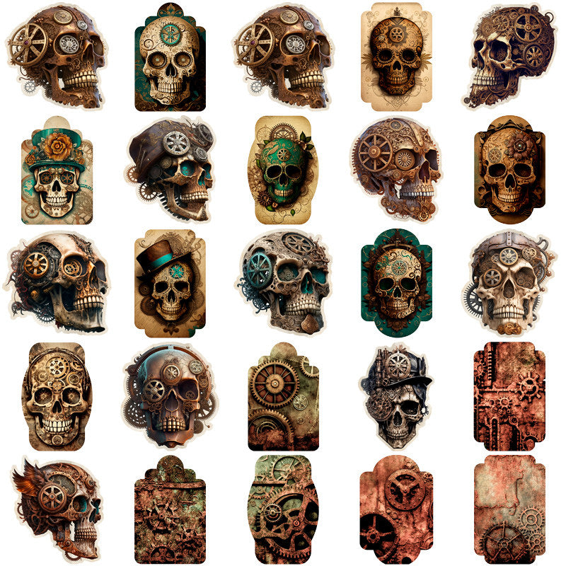50pcs Steampunk Skeleton Stickers Waterproof Vinyl Stickers