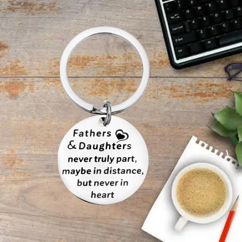 Father Daughter Gift Stainless Steel Keychain Mobile Phone Pendant