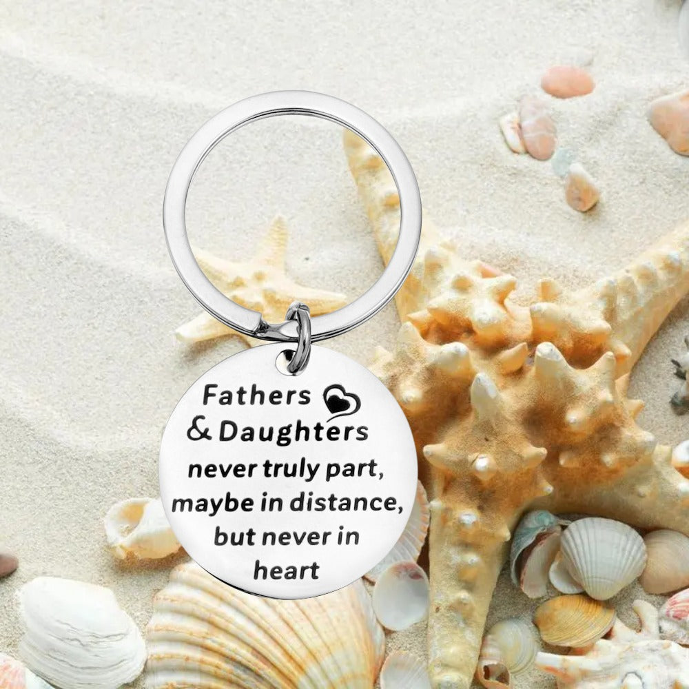Father Daughter Gift Stainless Steel Keychain Mobile Phone Pendant