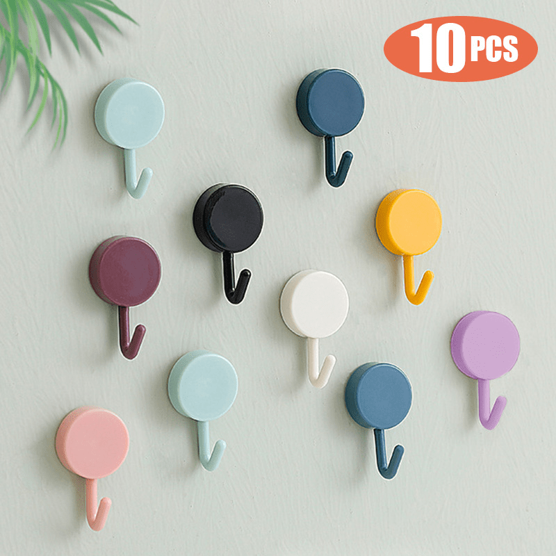 10pcs Self Adhesive Wall Hook Strong Hanger Hooks Home Storage Accessories