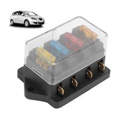 4 Way Car Fuse Block Waterproof Holder with 4 Blades