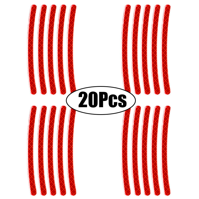 20pcs RV Wheel Hub Reflective Sticker Rim Reflective Strips Luminous Sticker