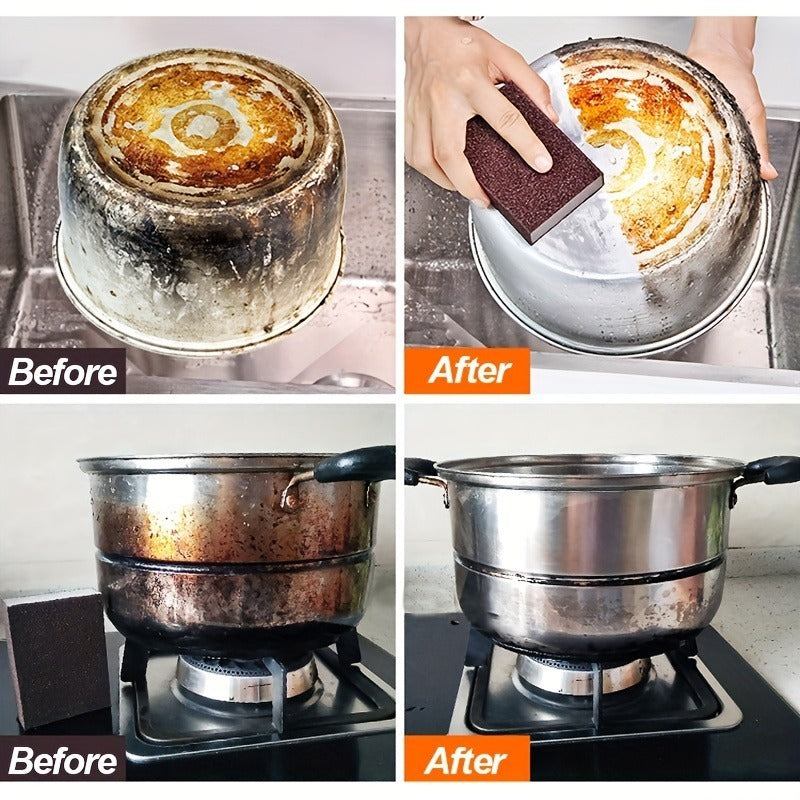 6pcs Magic Sponge Eraser for Stove Tops & Kitchens with Descaling Brush