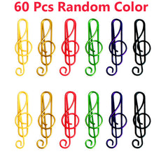 60pcs Musical Notes Style Paper Clips, Metal Creative Music Clips for Office