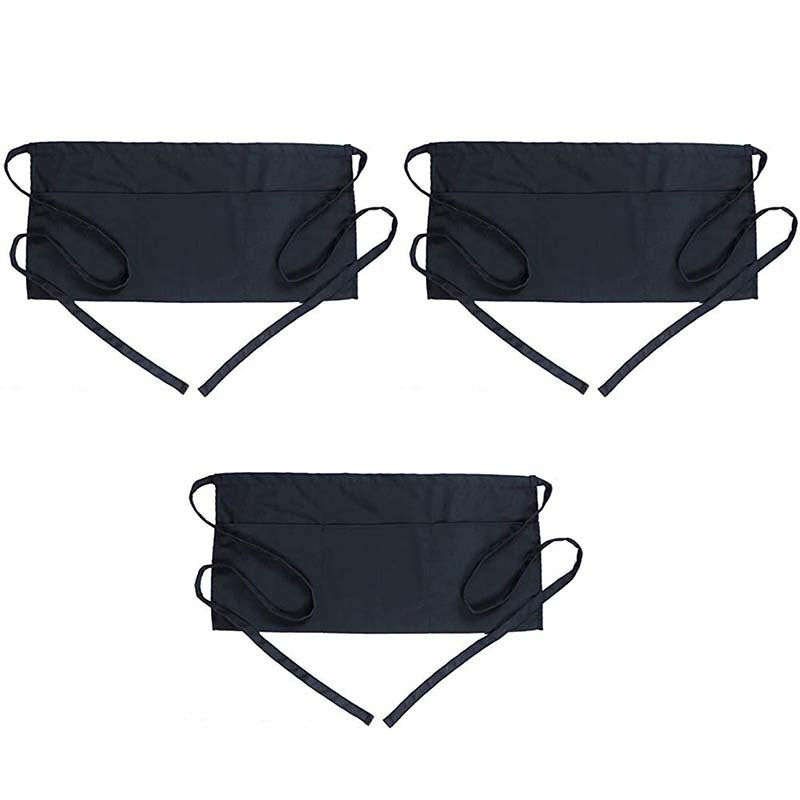 3pcs Waitress Apron Server Aprons With 3 Pockets