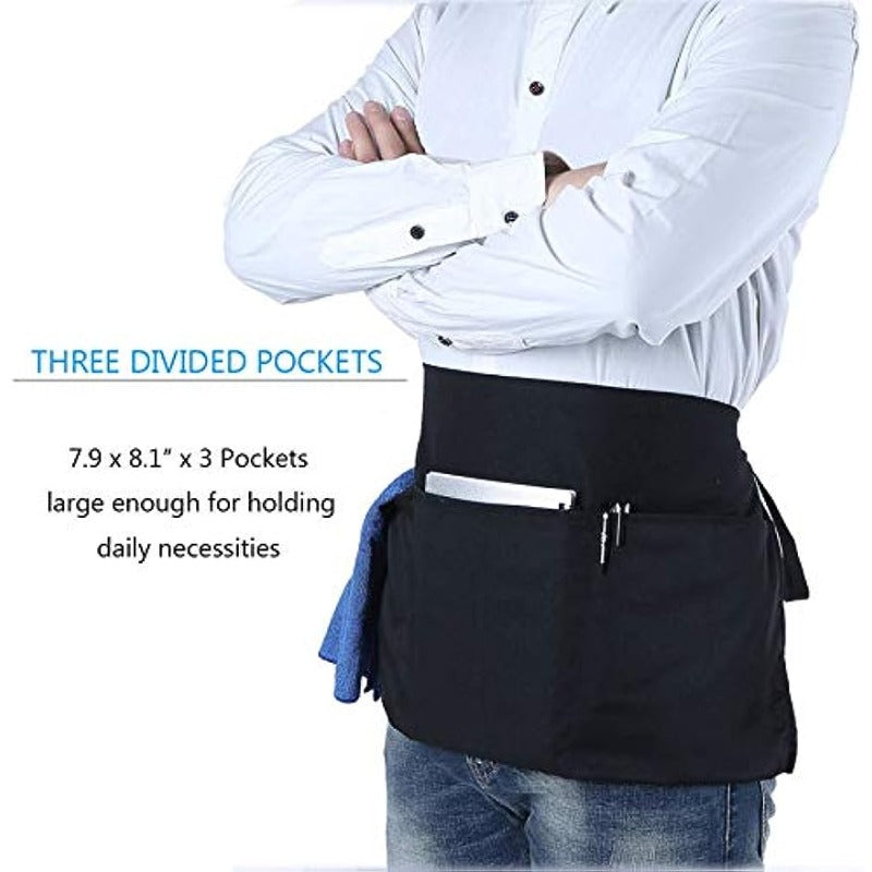 3pcs Waitress Apron Server Aprons With 3 Pockets