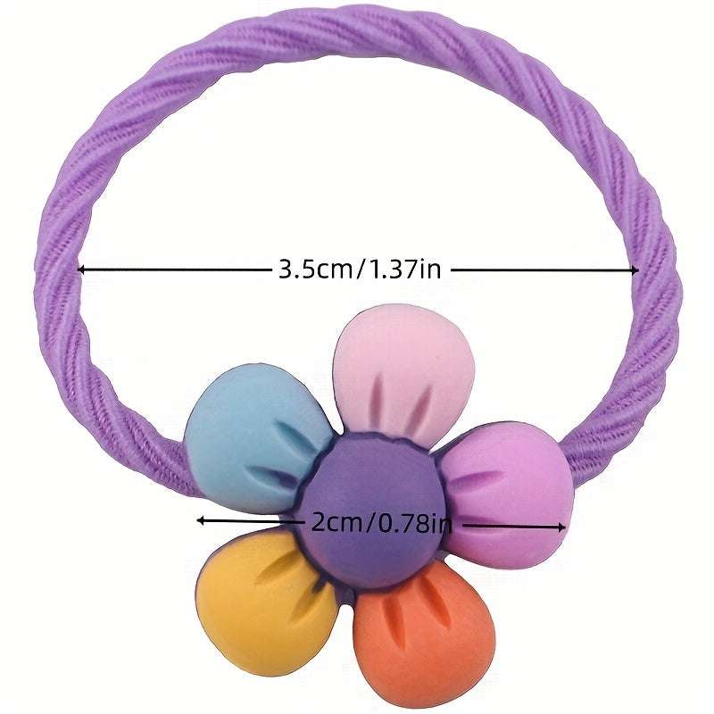 10pcs Flower Hair Rope Elastic Rubber Hair Tie Bands For Girls