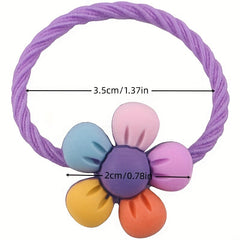 10pcs Flower Hair Rope Elastic Rubber Hair Tie Bands For Girls