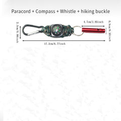 Hand Woven Emergency Key Chain With Compass Survival Whistle
