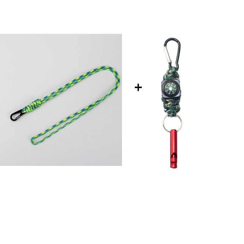 Hand Woven Emergency Key Chain With Compass Survival Whistle