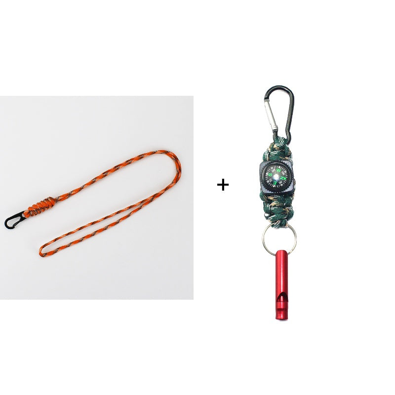 Hand Woven Emergency Key Chain With Compass Survival Whistle