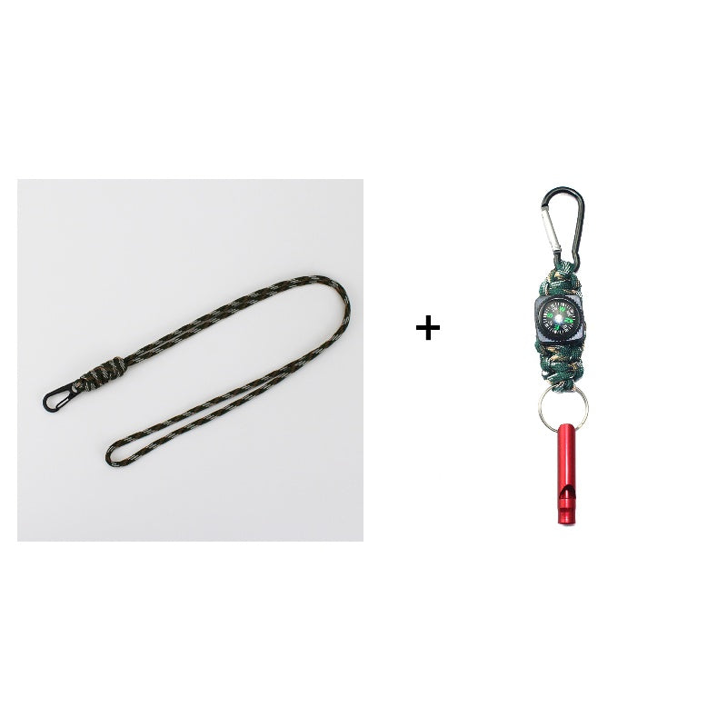 Hand Woven Emergency Key Chain With Compass Survival Whistle
